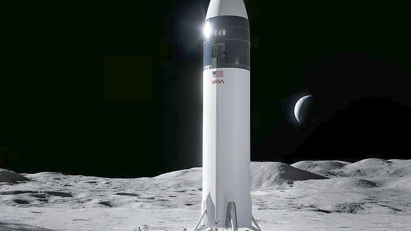 Eine Illustration zeigt das Design des SpaceX Starship. Foto: SpaceX/NASA/AP/dpa