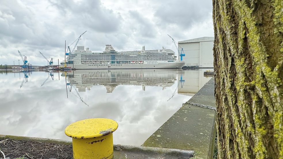 Aktuell liegt das Kreuzfahrtschiff „Silver Ray“ im Werfthafen in Papenburg. Foto: Assies