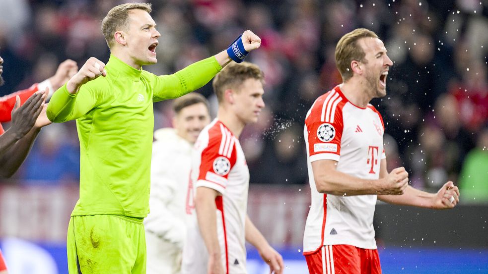 Gute Stimmung bei den Bayern: Innerhalb von einer Woche feierten die Münchener drei Siege – zwei in der Bundesliga und einen sehr wichtigen in der Champions League. Foto: dpa/Tom Weller