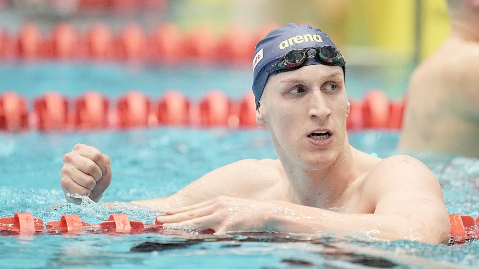 Lukas Märtens schwamm über 400 Meter Freistil knapp am Weltrekord vorbei. Foto: Michael Kappeler/dpa