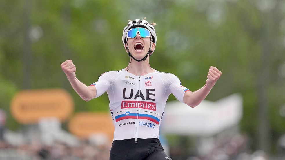 Giro d’Italia: Tadej Pogacar hat die zweite Etappe gewonnen. Foto: Massimo Paolone/LaPresse/AP/dpa