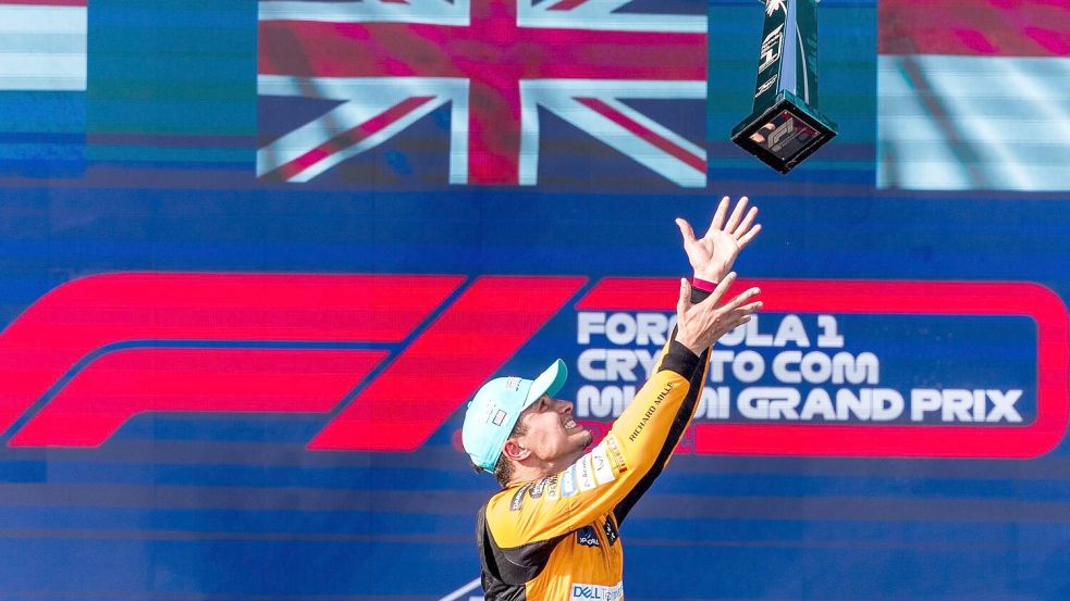 McLaren-Pilot Lando Norris hat den Großen Preis von Miami geonnen. Foto: Qian Jun/XinHua/dpa