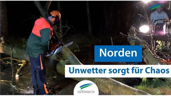 Unwetter im Landkreis Aurich: Umgestürzte Bäume legen ganze Orte lahm