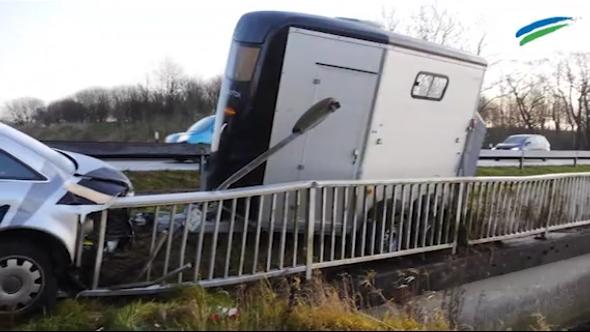 Straßenglätte: Pferdetransport verunglückt