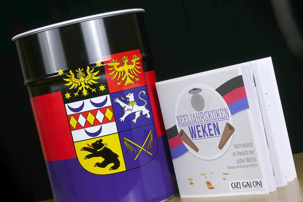 Dieses Rezeptbuch für Neujahrskuchen inklusive Dose gibt es zu gewinnen. Bild:Mohr