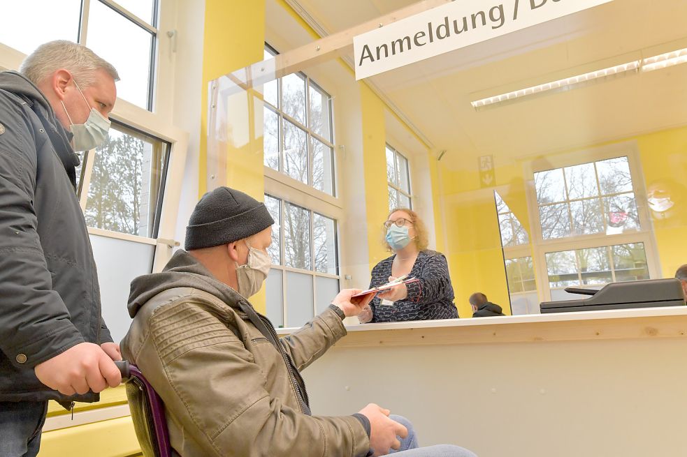 Der Anmeldebereich im Impfzentrum in Hesel. Bild: Ortgies