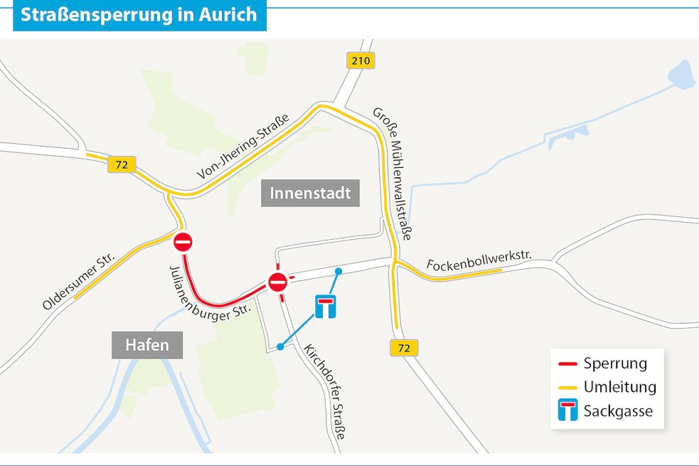 Der Landkreis hat wegen der Baustelle eine Umleitung ausgewiesen. Grafik: OZ