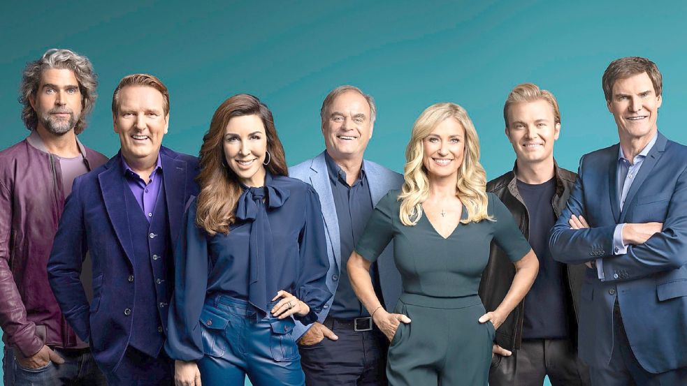 Die Löwen: Nils Glagau, Ralf Dümmel, Judith Williams, Dr. Georg Kofler, Dagmar Wöhrl, Nico Rosberg und Carsten Maschmeyer. Foto: TVNOW / Boris Breuer Foto: TVNOW / Boris Breuer
