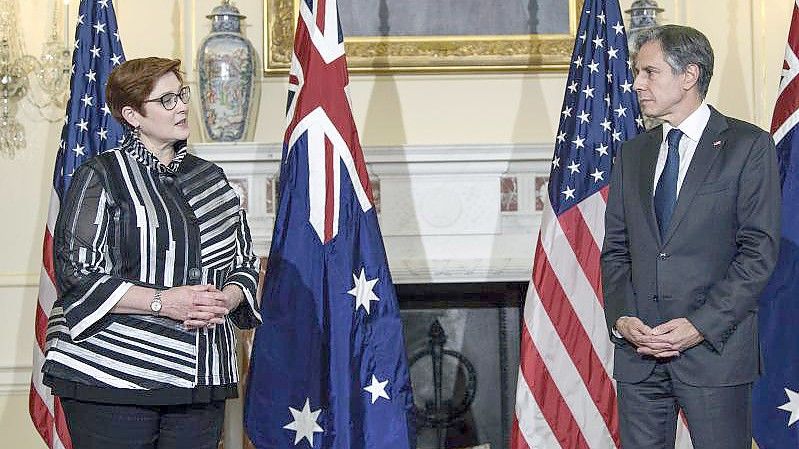 US-Außenminister Antony Blinken empfängt seine australische Amtskollegin Marise Payne in Washington. Foto: Nicholas Kamm/Pool AFP/AP/dpa