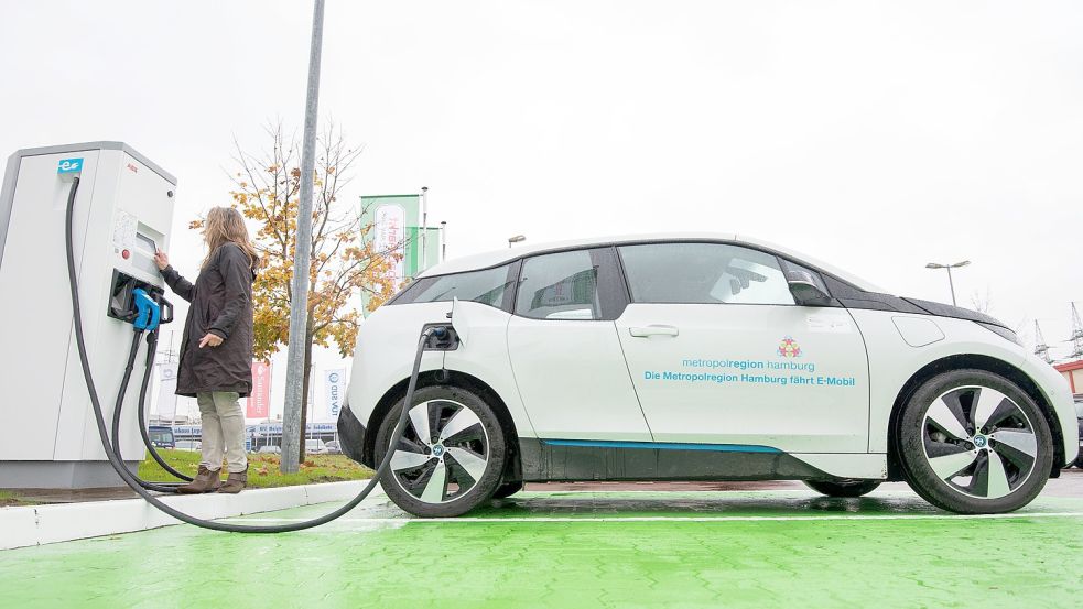 Fahrer von Elektroautos müssen künftig die Möglichkeit haben, an Ladesäulen mit Debit- oder Kreditkarte zu zahlen. Foto: Bockwoldt/DPA