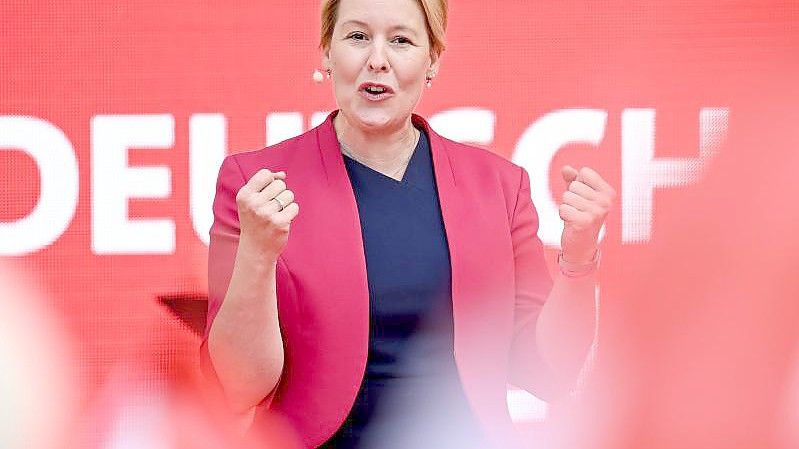 Die Spitzenkandidatin der Berliner SPD: die ehemalige Bundesfamilienministerin Franziska Giffey. Foto: Britta Pedersen/dpa