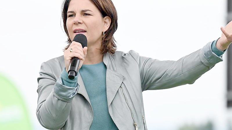 Grünen-Kanzlerkandidatin Annalena Baerbock bei einer Wahlkampfveranstaltung. Foto: Arne Dedert/dpa