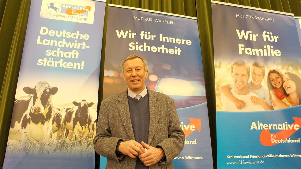 Joachim Wundrak bei seiner Nominierung als AfD-Direktkandidat für den Wahlkreis 26 im März in Schortens. Foto: Oltmanns