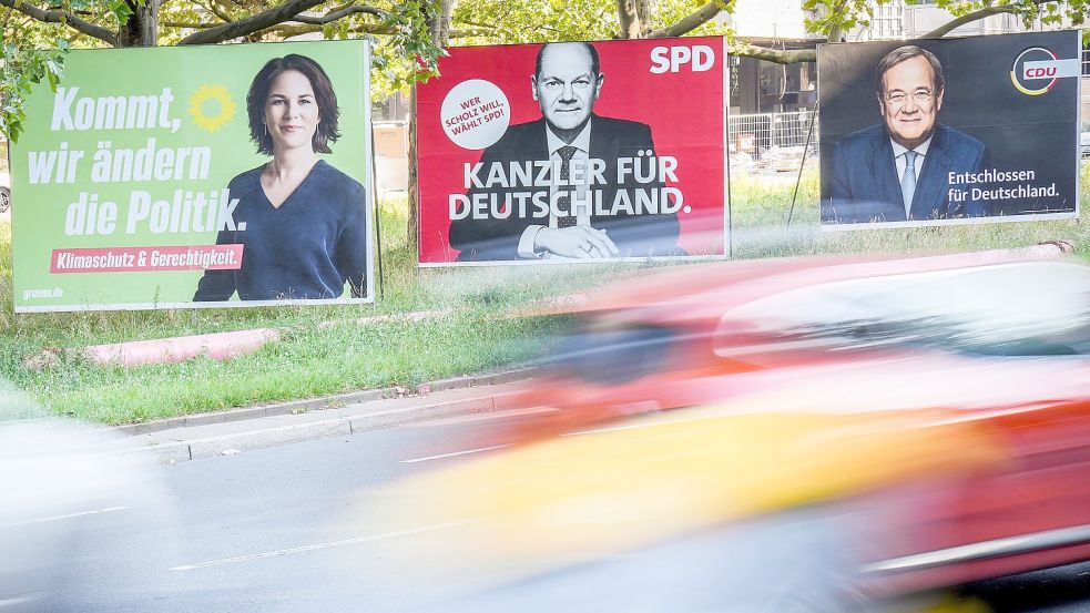 Wer macht das Rennen? Die Wähler haben in den letzten Umfragen vor der Wahl eine klare Präferenz. Foto: Kay Nietfeld/dpa