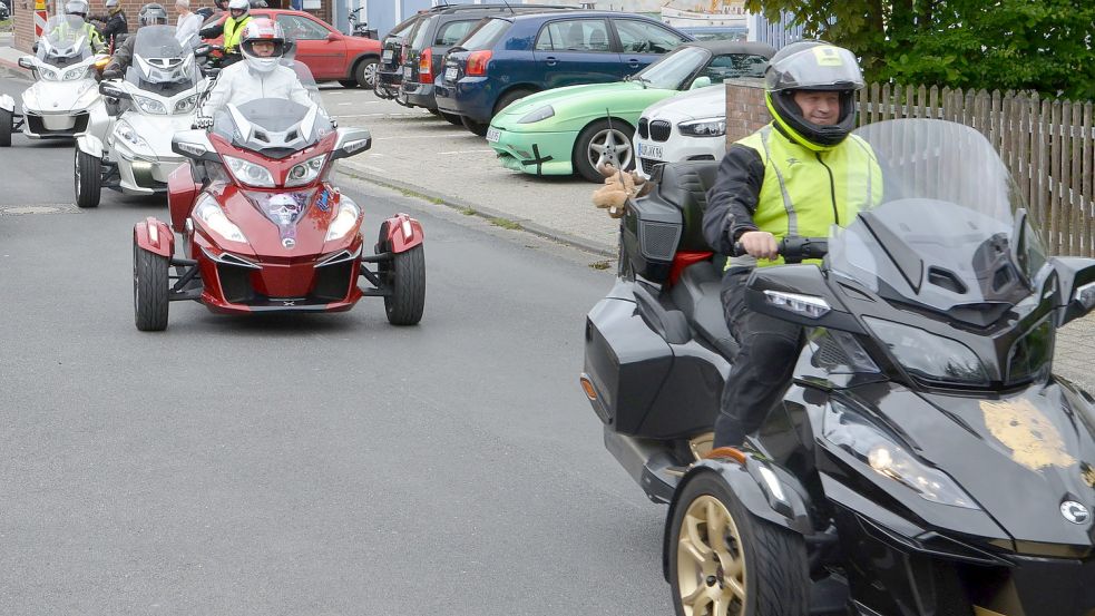 Solche Can-Am-Spyder sind am Wochenende wieder auf den Straßen Ostfrieslands unterwegs. Das Bild entstand bei einem der früheren Treffen in Emden. Foto: Hillebrand/Archiv