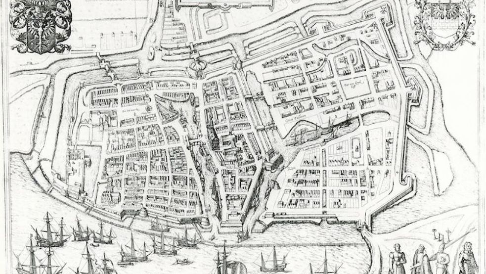Die Karte zeigt Alt-Emden um 1550.