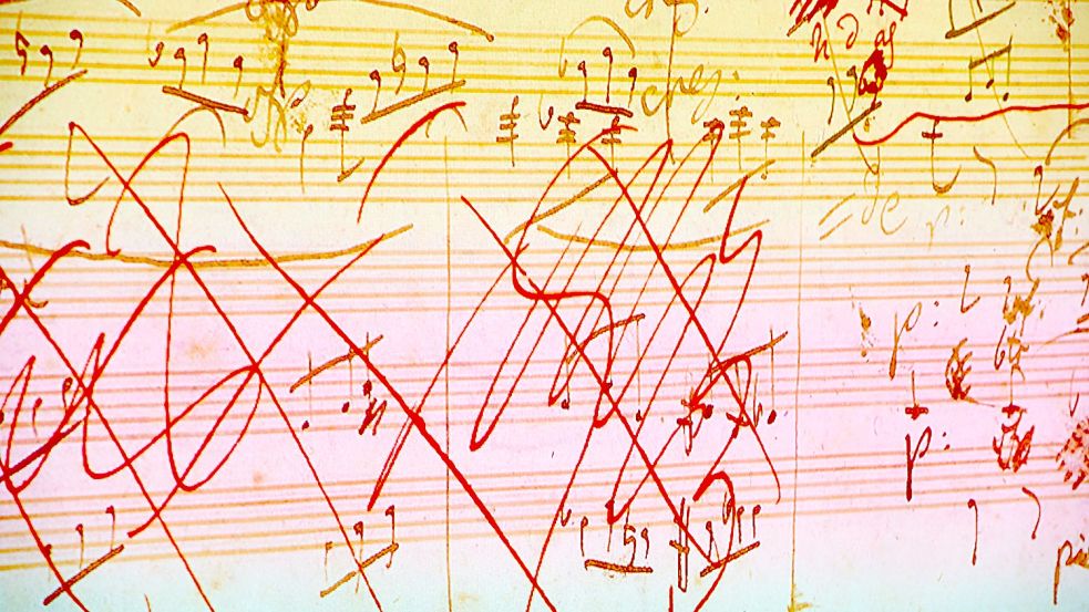 Verwirrend: So sieht Eine Skizze Ludwig van Beethovens zur 10. Sinfonie aus. Foto: Iris Schröder/dpa