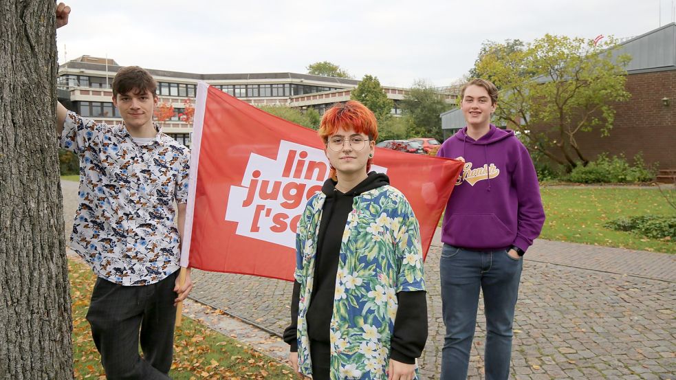 Jasper Adden (17, von links), Jayden Maurer (18) und Kai Beitelmann (16) sind die Gründungsmitglieder der Auricher Linksjugend.