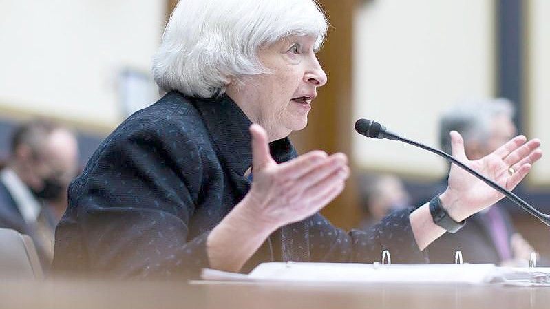 Finanzministerin Janet Yellen spricht während einer Anhörung des House Financial Services Committee auf dem Capitol Hill. Foto: Al Drago/Pool Bloomberg/AP/dpa