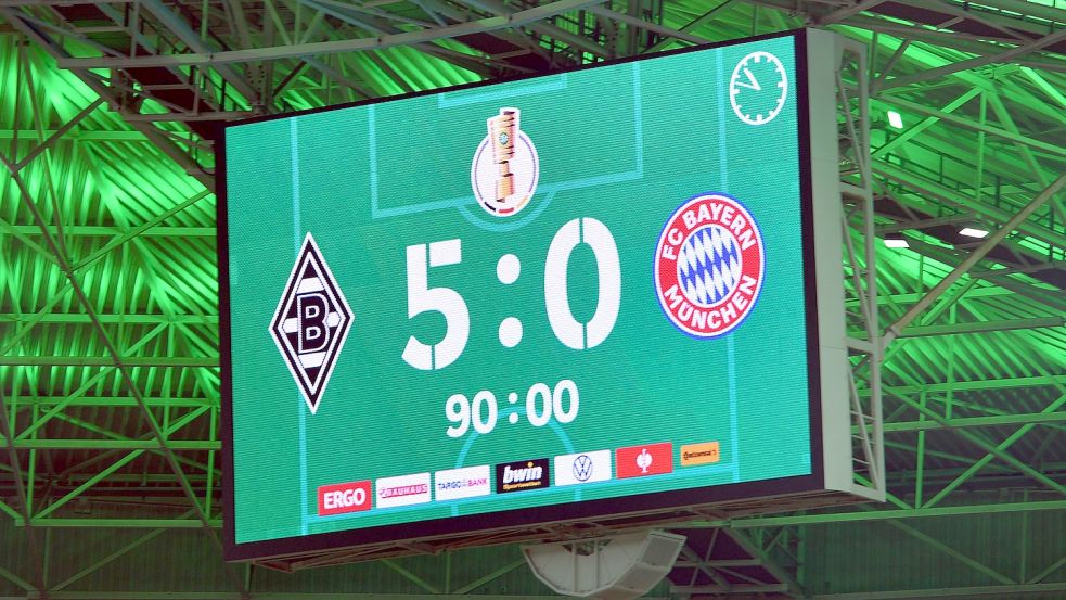 Historisches Debakel: Der FC Bayern kassierte am Mittwochabend in Gladbach seine höchste DFB-Pokalniederlage der Vereinsgeschichte. Foto: dpa/Marius Becker