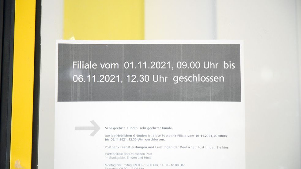 Die Filiale der Postbank vertröstet ihre Kunden seit Monaten immer wieder. Foto: F. Doden