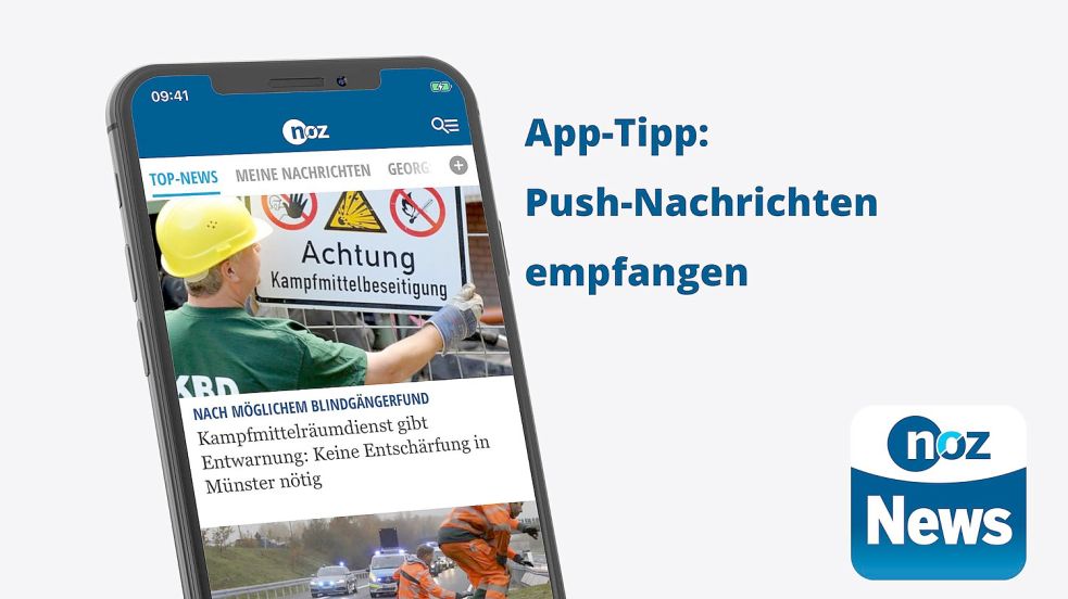Tipp für die „noz News“: So richten Sie Push-Nachrichten ein. Grafik: noz.de