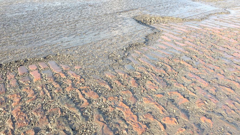 Unter der Asphaltdecke Im Brink liegt die alte Klinkerstraße. Auch deren Steine sind mit Schadstoffen stark belastet und gelten als Sondermüll. Foto: Schneider-Berents