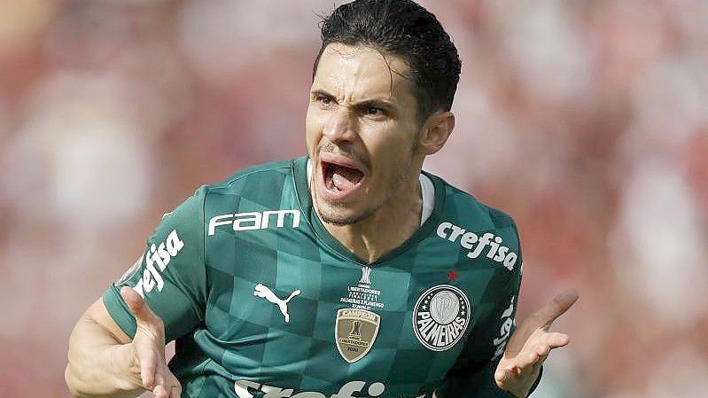 Palmeiras Raphael Veiga jubelt über sein Tor zum 1:0. Foto: Matilde Campodonico/AP/dpa