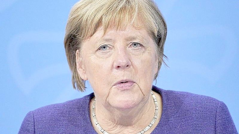 Die geschäftsführende Kanzlerin Angela Merkel und äußert sich zur aktuellen Corona-Lage. Foto: Michael Kappeler/dpa POOL/dpa