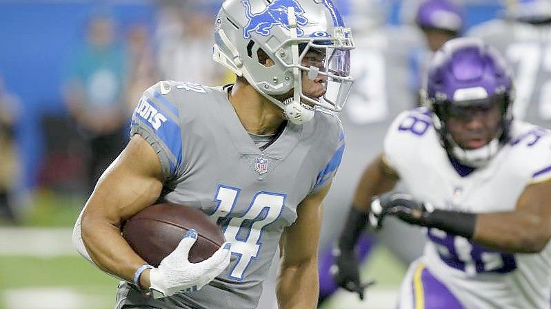 Lions-Receiver Amon-Ra St. Brown erzielte gegen die Vikings den entscheidenden Touchdown. Foto: Duane Burleson/FR38952 AP/dpa