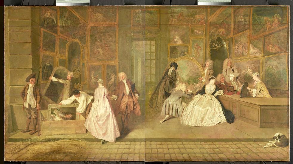 Eintauchen in eine Welt des Luxus: Antoine Watteaus Gemälde „Das Ladenschild des Kunsthändlers Gersaint“, 1720. Foto: SPSG / Wolfgang Pfauder Foto: SPSG / Wolfgang Pfauder