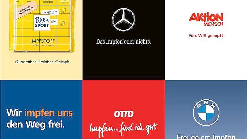 Mehr als 150 Unternehmen haben ihre Markenslogans für eine Impfkampagne umgeändert. Foto: #ZusammenGegenCorona/dpa/Handout