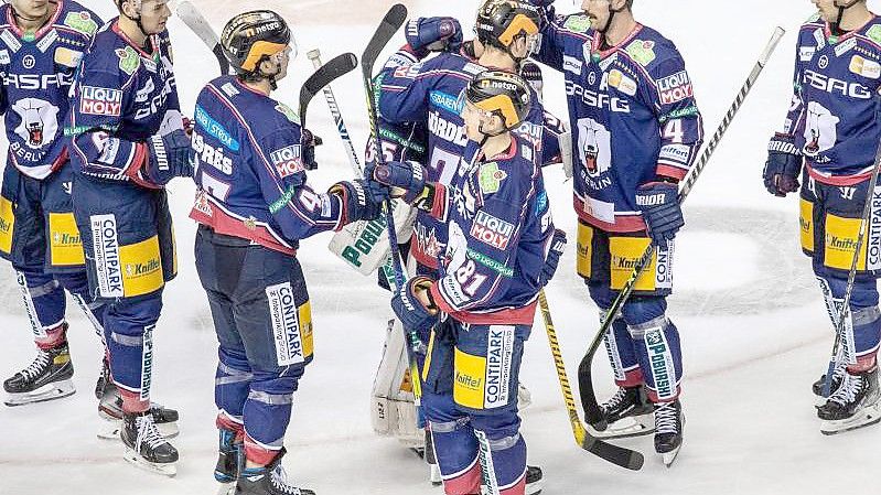 Die Eisbären setzten sich gegen Bremerhaven mit 5:1 durch. Foto: Andreas Gora/dpa/Archivbild