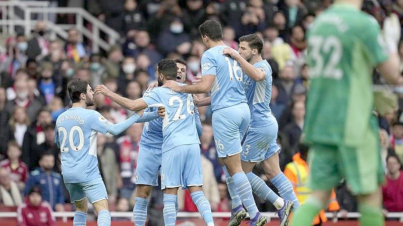 Viel Grund zu feiern hat derzeit Manchester City. Foto: Matt Dunham/AP/dpa