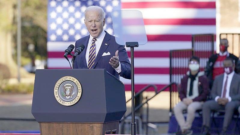 US-Präsident Joe Biden wirbt im Bundesstaat Georgia für eine Reform der Wahlrechts. Foto: Patrick Semansky/AP/dpa