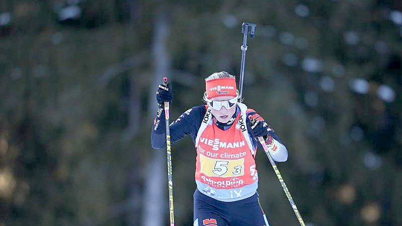 Landet mit der Staffel auf Rang vier: Franziska Hildebrand. Foto: Sven Hoppe/dpa