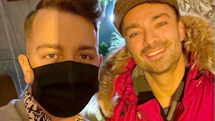 Mirco Frerichs mit einem Darsteller der Hauptstadt-Soap "Berlin Tag & Nacht".