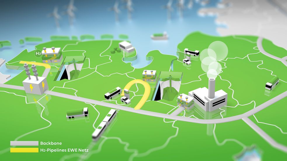 Das Projekt Clean Hydrogen Coastline (CHC) soll den Ausbau der Wasserstoff-Infrastruktur vorantreiben und ist Thema im Bürgerdialog. Grafik: Archiv