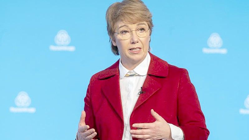 Martina Merz, Vorstandsvorsitzende von Thyssenkrupp, während der Hauptversammlung. Das Traditionsunternehmen erwartet „gewinnträchtiges Wachstum“. Foto: Thyssenkrupp/dpa