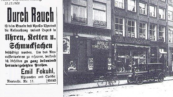 In der Neutorstraße öffnete am 10. Dezember 1908 ein Tonbild-Theater namens Apollo. Es brannte nur knapp eine Woche später komplett nieder. Foto: Fokuhl