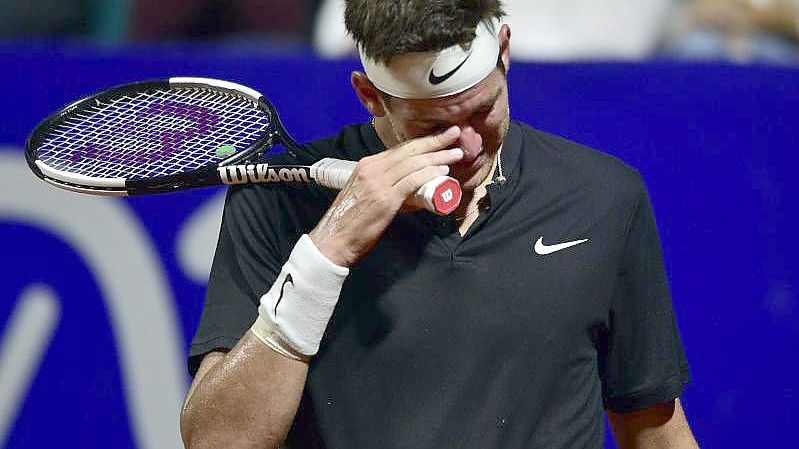 Juan Martin del Potro weint nach seiner Niederlage. Foto: Gustavo Garello/AP/dpa