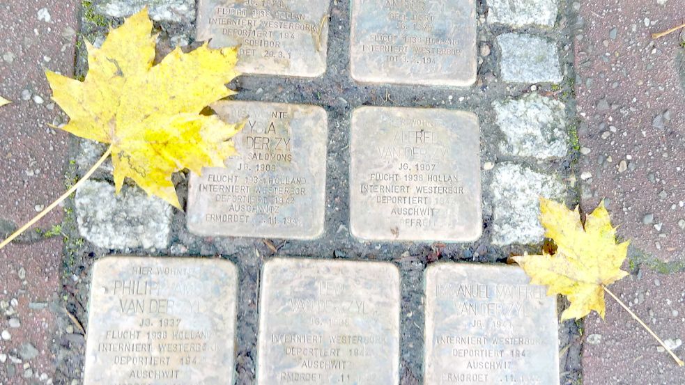 In der Neuen Straße in Weener erinnern Stolpersteine an die früheren jüdischen Bewohner. Foto: Gettkowski/Archiv