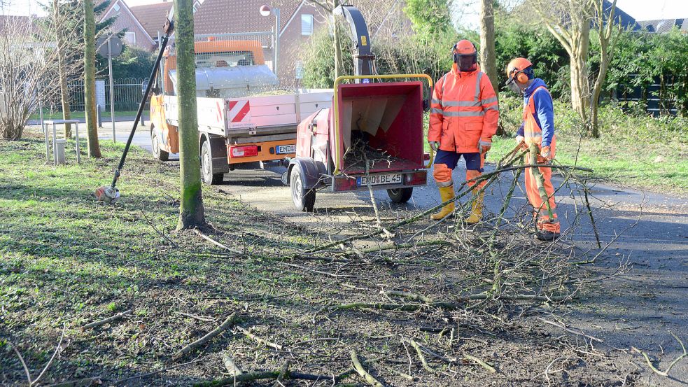 Die Mitarbeiter des Bau- und Entsorgungsbetriebs Emden (BEE) machen sich ans Aufräumen. Foto: F.Doden