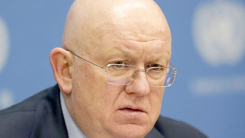 Wassili Nebensja, Russlands Botschafter bei den Vereinten Nationen und derzeitiger Präsident des Sicherheitsrats der Vereinten Nationen. Foto: Seth Wenig/AP/dpa