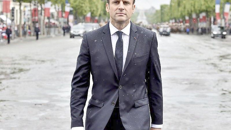 Emmanuel Macron sich für eine zweite Amtszeit zur Wahl. Foto: Alain Jocard/AFP/dpa