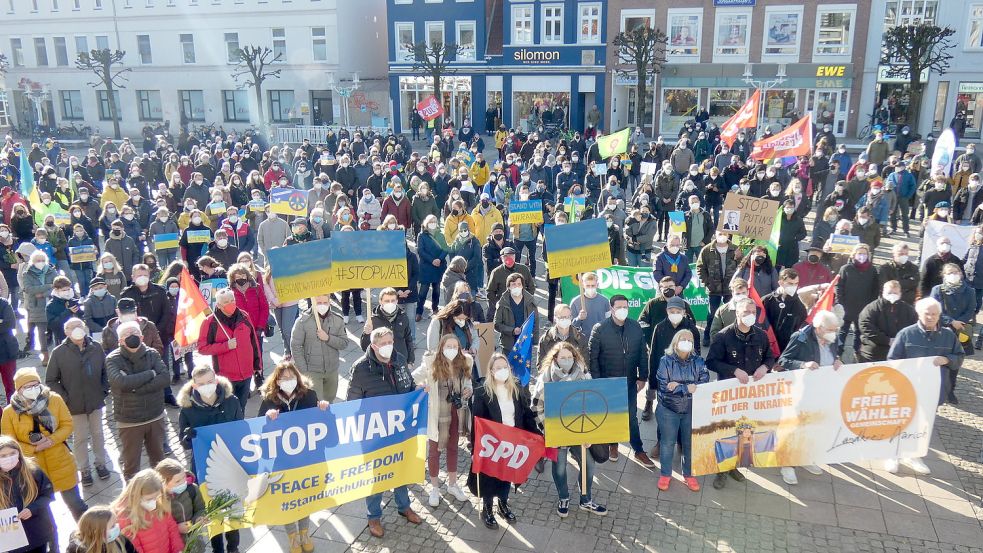 An diesem Sonnabend gab es eine Protestaktion in der Auricher Innenstadt. Foto: Mühring