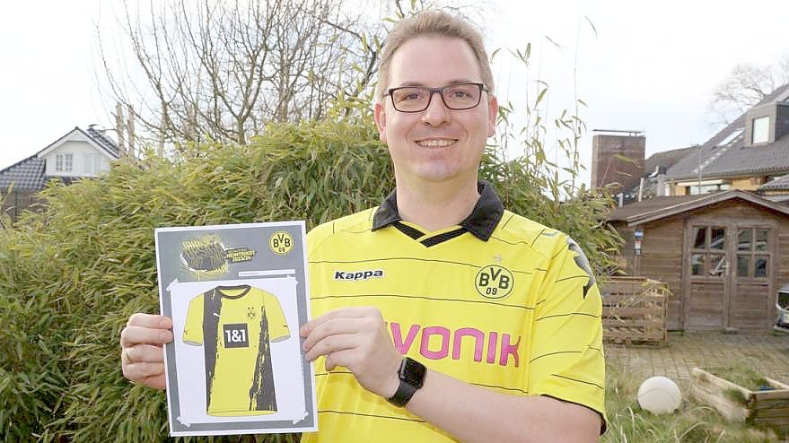 Der Entwurf von André Kretzing wurde als einer von neun aus 15.000 Designs für das Fan-Voting von Borussia Dortmund zugelassen. Foto: Bastian Fröhlig