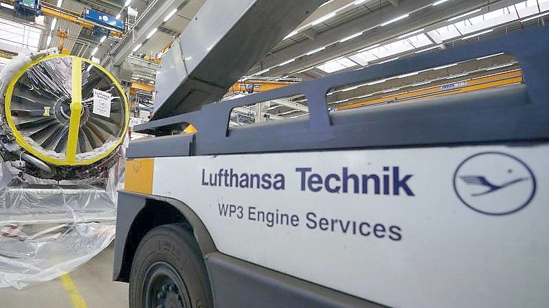 Eine Turbine bei der Wartungstochter der Lufthansa. Foto: Marcus Brandt/dpa