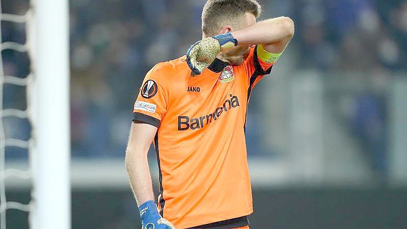 Bayers Kapitän und Torwart Lukas Hradecky parierte im Spiel gegen Atalanta Bergamo stark. Foto: Spada/LaPresse via ZUMA Press/dpa