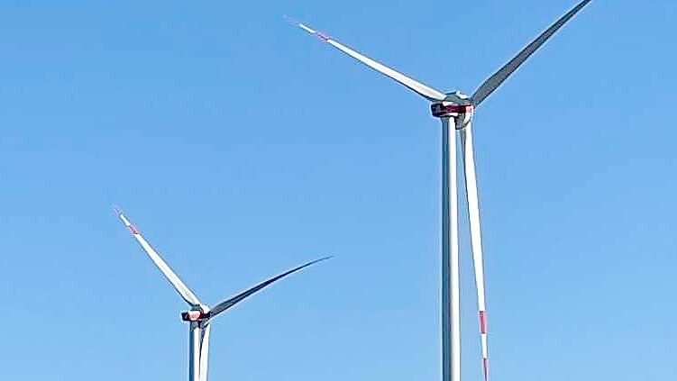 Insgesamt vier Anlagen des Enercon-Typs E-138 EP3 E2 werden in Ebersdorf errichtet. Mit ihnen ist der Wert von 25 Gigawatt installierter Leistung überschritten worden. Foto: Enercon